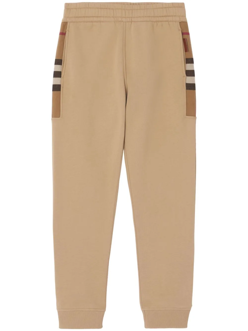 Burberry Check Panel Jogging Pants Camel Brown