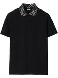 Burberry Checked Collar Polo Shirt Black