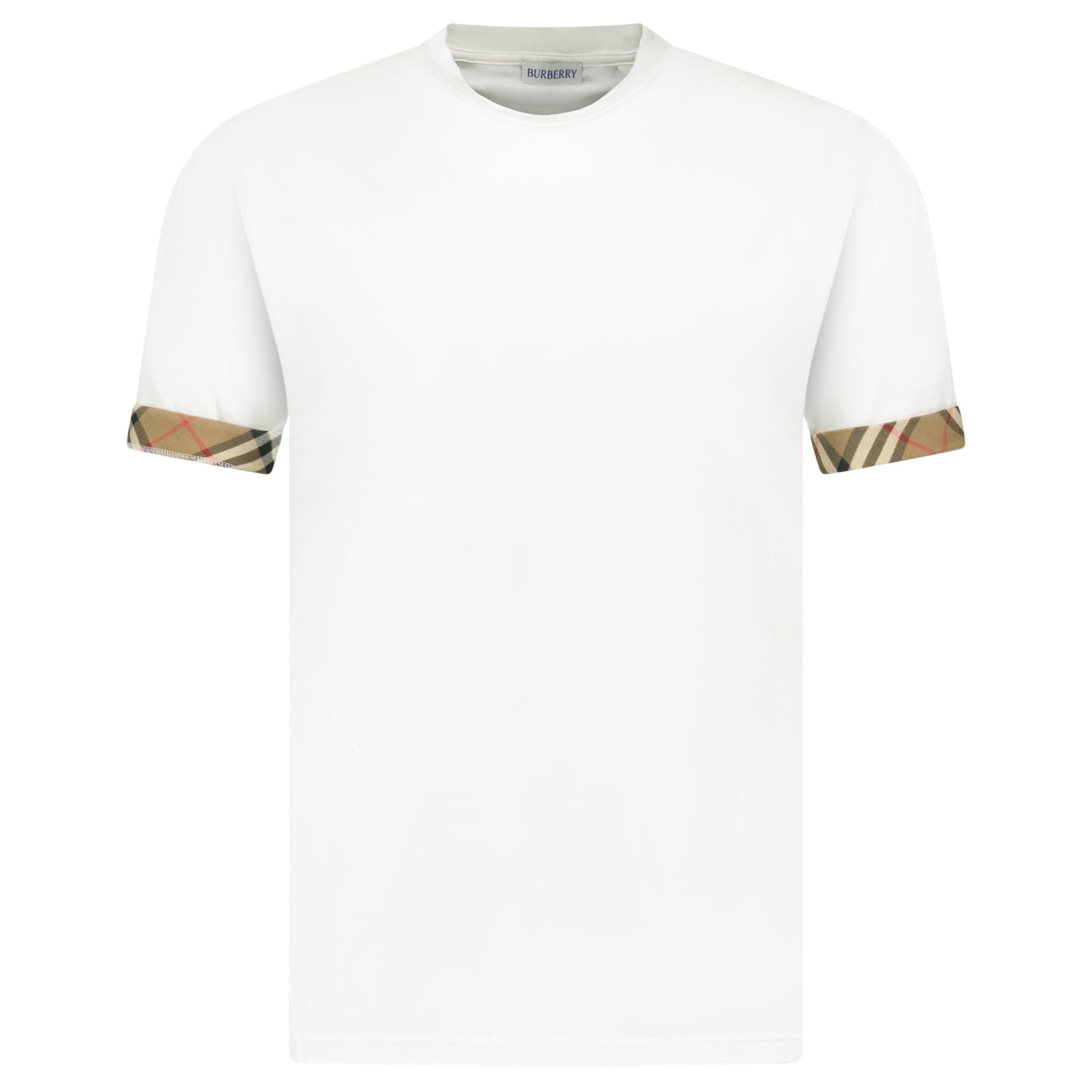 Burberry 'Ellison' Organic Cotton Check Sleeve White