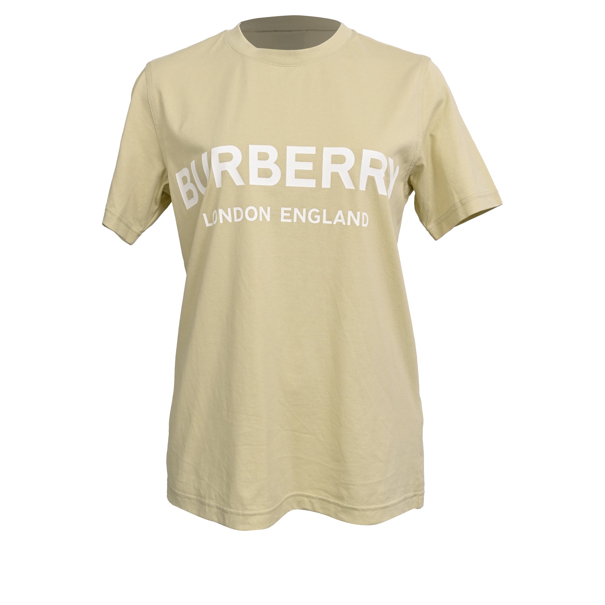 Burberry Logo-Print T-Shirt in Pale Green Cotton